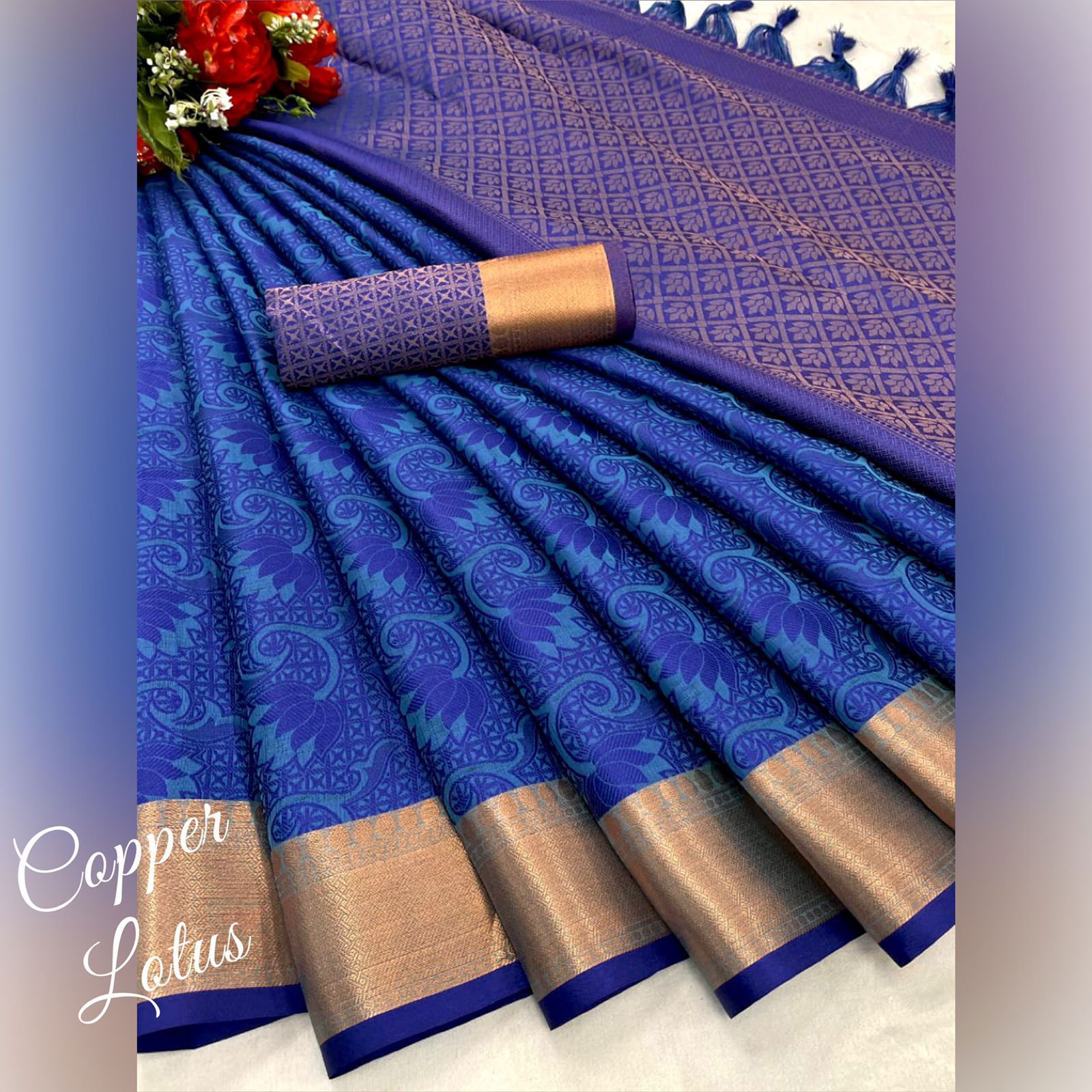 Aab Lotus Copper Mercerised Copper Silk Wholesale Designer Sarees